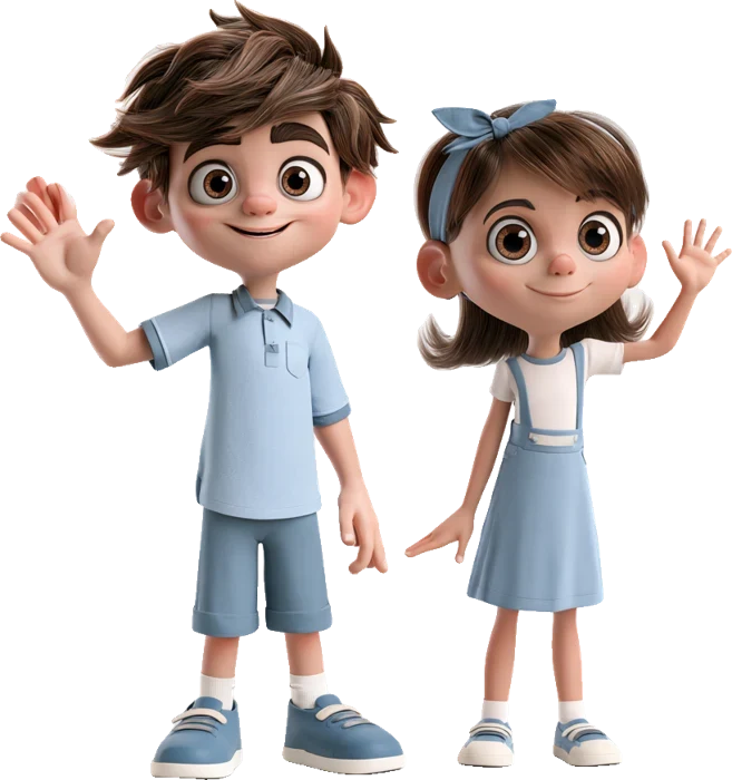 Max and Ann waving hello
